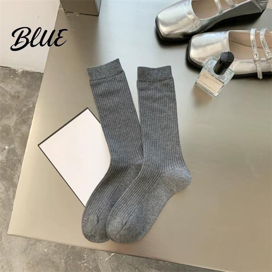 Cotton Crew Socks Women Socks Ribbed Knit for Autumn Winter Minimalist Solid Comfortable Daily Wear Color Soft Breathable Stretchy Casual