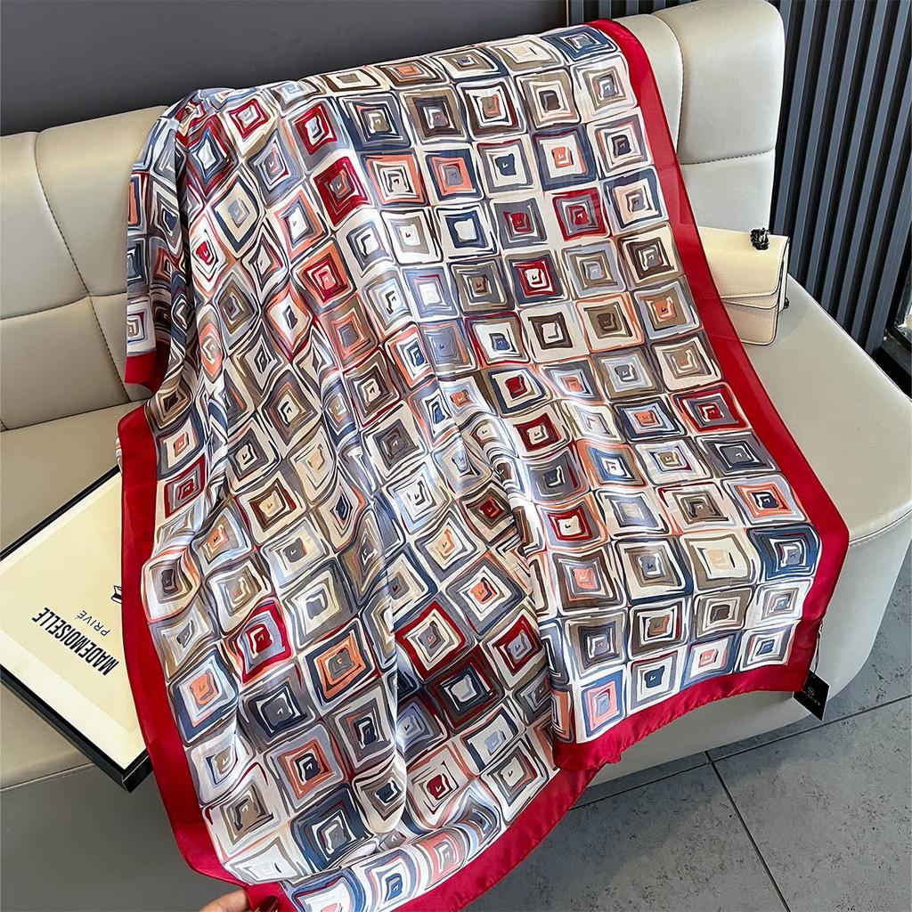 New Women Scarves Spring Summer Autumn Luxury Print Thin Light Satin Scarf Fashion Wrap Shawls 55 Colors Elegant Bandana Poncho