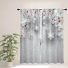 Christmas Santa Claus Curtains Set Polyester Festive Red Bedroom Doorway Drapes, Landscape and Flowers Design for New Year Decor