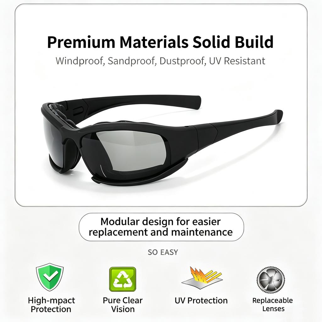 Tactical Protective Goggles Set Windproof Impact‑Resistant PC Eyewear for Military CS Shooting Cycling Outdoor Sports2