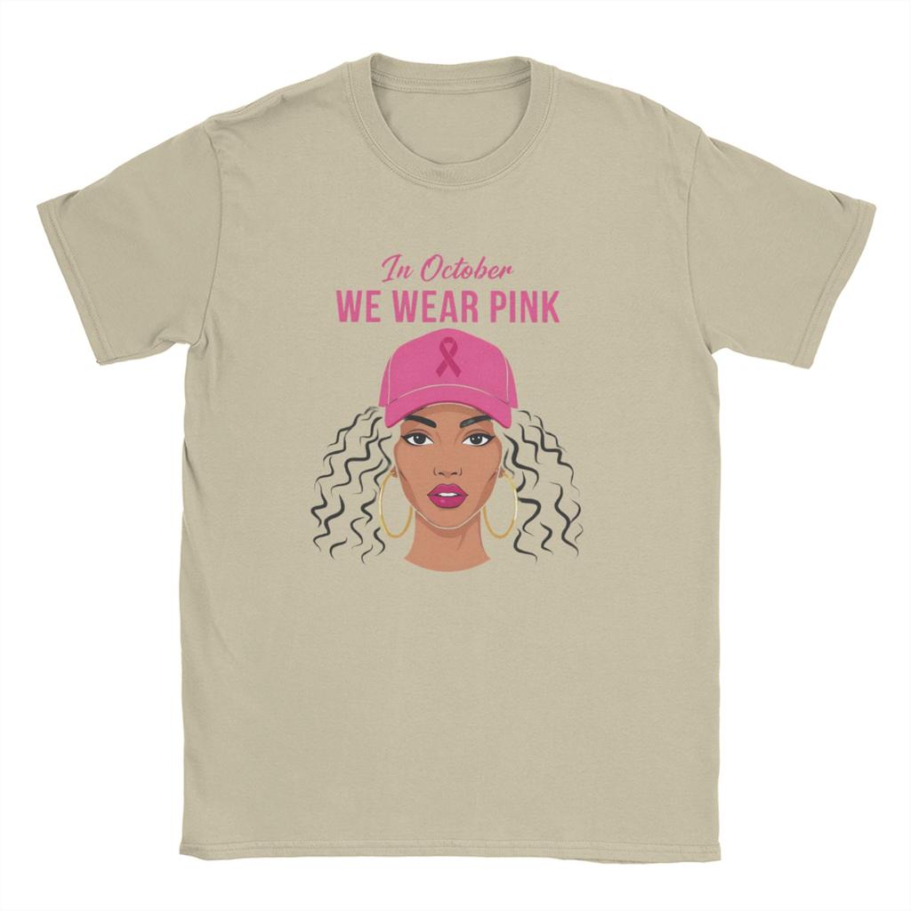 Herren T-Shirts Im Oktober Tragen Wir Rosa Mode 100% Baumwolle T-Shirts Kurzarm T-Shirt Rundhals Kleidung Druck