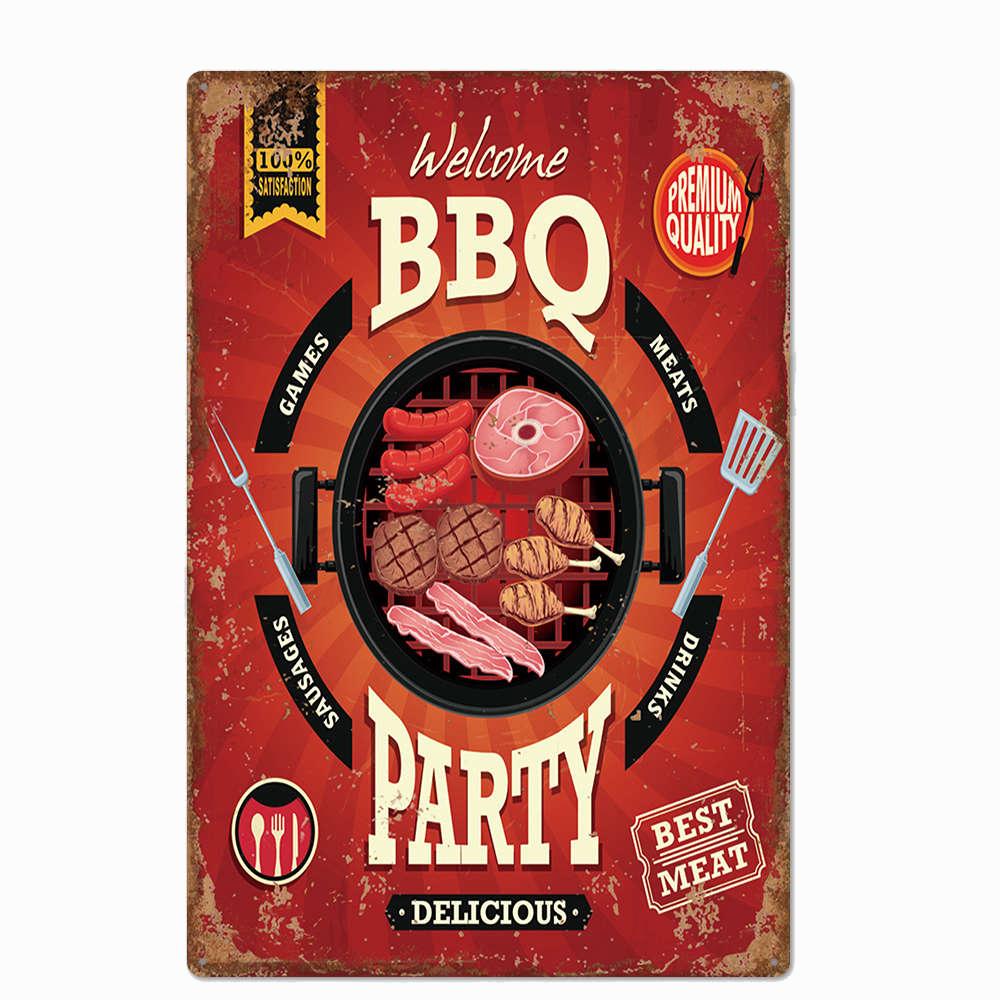 ZONA BARBECUE DEL PAPÀ Targa Retro Segni di Latta in Metallo Pub Cucina Casa Griglia Decorazione da Parete Vintage 20X30CM
