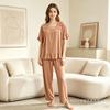 Popular women's pajamas set lace splicing lace solid color casual sweet loungewear
