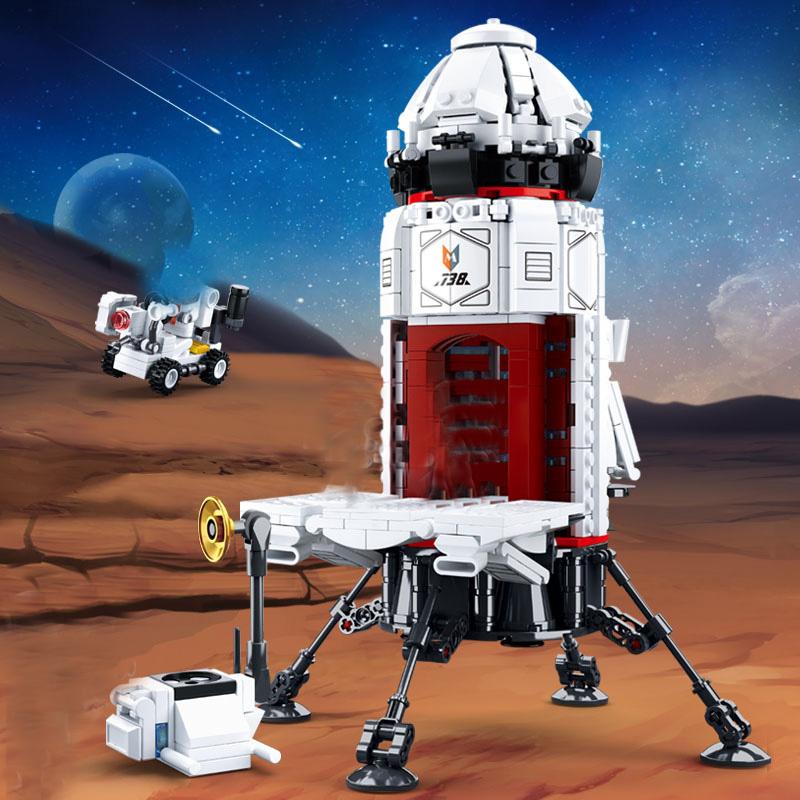 Space Shuttle Launch Center Lunar Lander Model Building Blocks Spaceship Spaceport Figure Rocket Bricks Construction Toys