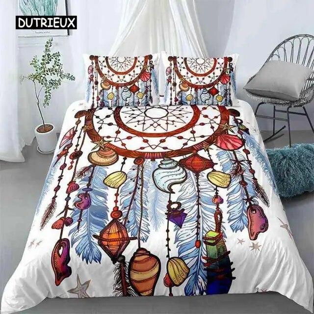 Dreamcatcher-Bettbezug-Set, King-Size-Bett, Boho-Traumfänger-Bettwäsche-Set, Mikrofaser, Bohemian-Stil, Bettdeckenbezug für Mädchen und Frauen