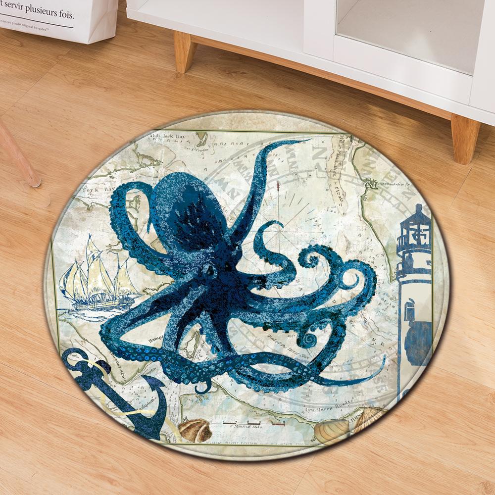 Ocean Turtle Round Carpet Computer Chair Mat Office Chair Floor Mat Door Mat Foot Mat