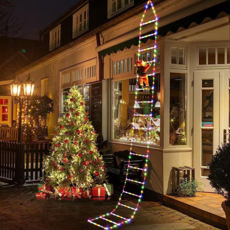 LED Christmas Decorations Fairy Lamp LED Ladder Lamp with Climbing Santa Claus Home Outdoor Christmas Light New Year Ornaments S