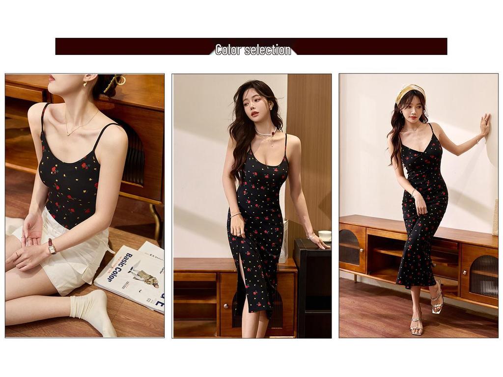 Summer 2025 Women's Printed Camisole Vest - 260g Combed Cotton, Sexy and Stylish Top