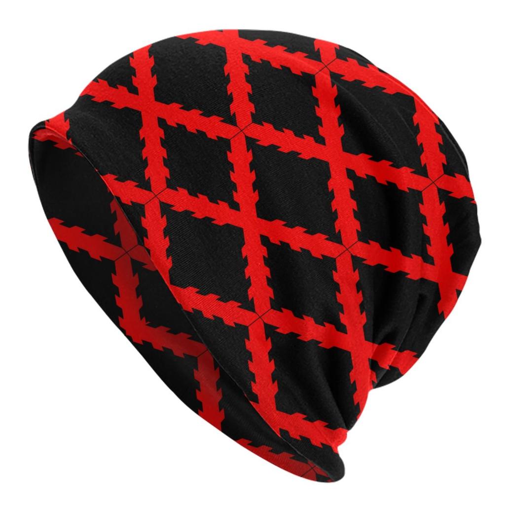 Spanish Burgundy Cross Bonnet Hats Autumn Winter Outdoor Skullies Beanies Hat Unisex Spring Thermal Elastic Cap