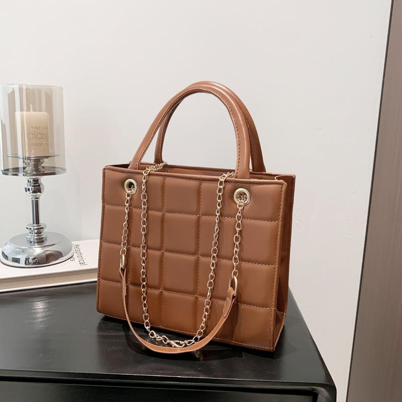 New Style  Simple  Personalized  Retro Casual Texture  Spring Slanted Strap Chain Small Square Bag for Women