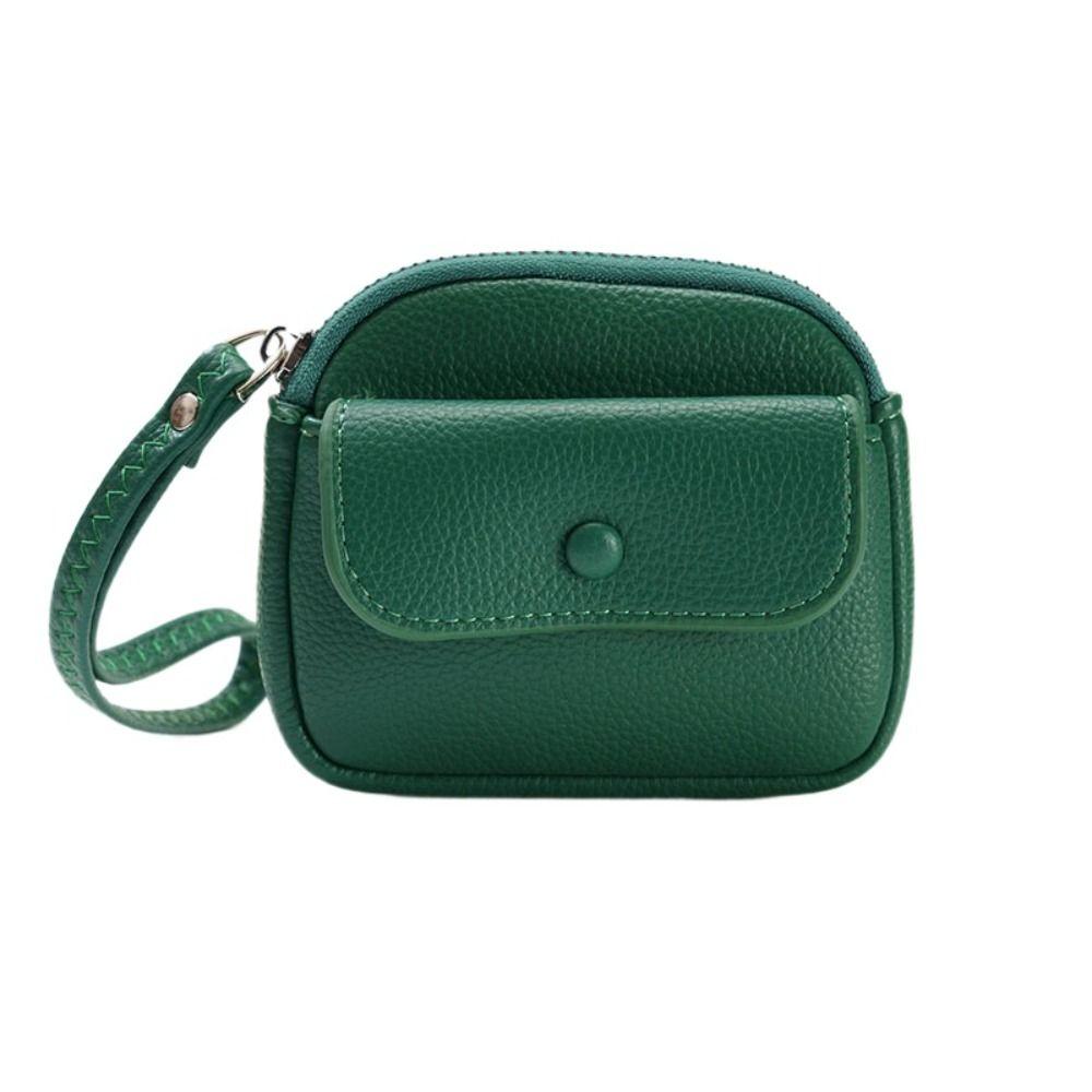 Solid Color Wrist Bag Zipper PU Coin Purse Fashion Short Wallet Travel
