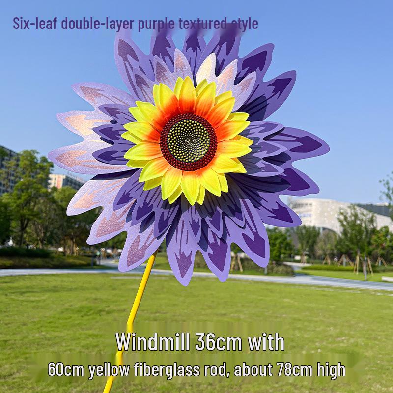 Children's Double-Layer Rotating Sunflower Pinwheel Outdoor Decoration