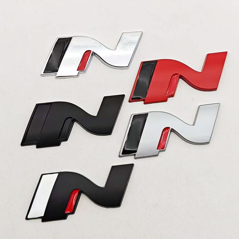 HWCB2 3D Metall Auto Styling N Logo Plakette Heckklappe Kofferraum Emblem Aufkleber Decal Für Hyundai i20 i30 Sonata Kona Elantra Tuson Zubehör