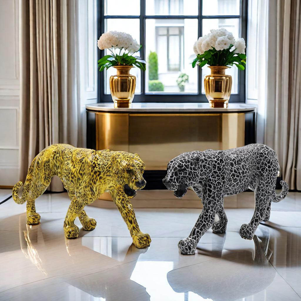 New Creative Colorful Cheetah Animal Crafts Home Living Room Ornaments Entrance TV Cabinet Decoration European Style