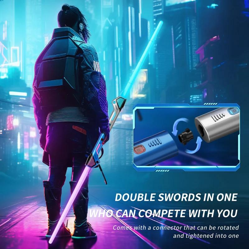 Dětské barevné svítící meče Teleskopický hudební laserový meč 2 v 1 Rotující dekompresní hračka Světelný meč Dětské hračky pro dospělé