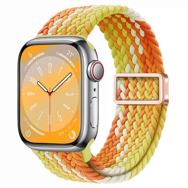 Compatible with Apple Watch S10, iWatch 11, Xiaomi 9, Huawei; Rainbow Nylon Magnetic Buckle Strap.