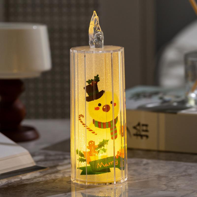 Christmas DecorationsTransparent Crystal Simulation Electronic Candles Festive Decorations Desktop Ornaments Night Lights