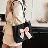 Large Capacity Bow Shoulder Bag Soft Crossbody Bag Portable Casual Handheld Bag Casual Wear