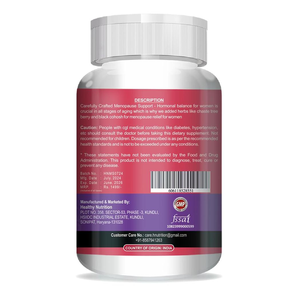 Healthy Nutrition - Just for the Health of It Menopause Physical Health Supplement For Women | Improve Mood | Support Harmone Regulation -60 Caps
