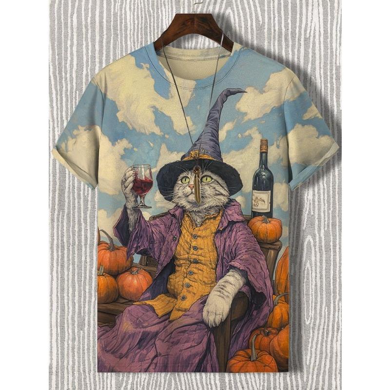 2026 New Samurai Cat 3D Men's T-shirt Fashion Cool Daily T shirt Casual Short Sleeve Top Outdoor Holiday