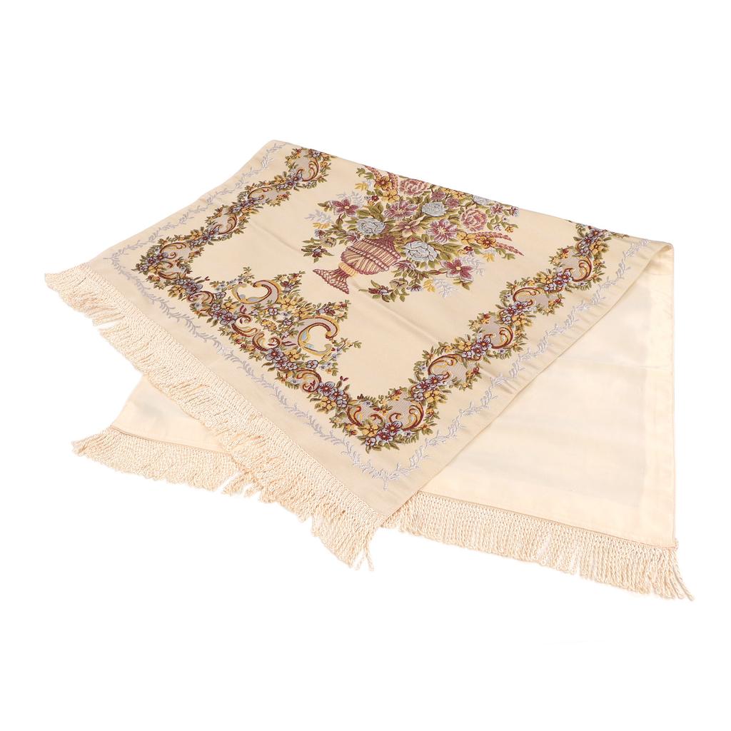 Prayer Rug Multipurpose Elegant Embroidery Decorative Tassel Double Layer Muslim Prayer Mat for Hall Home Camping Beige