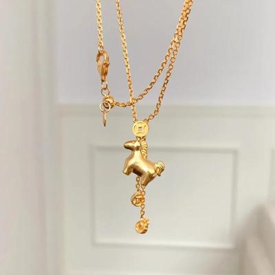 PONYKISS Tibetisches Silber Zirkon Pferde Münze Quaste Anhänger Halskette für Damen Trendiges Tier Mode Minimalistische Accessoires