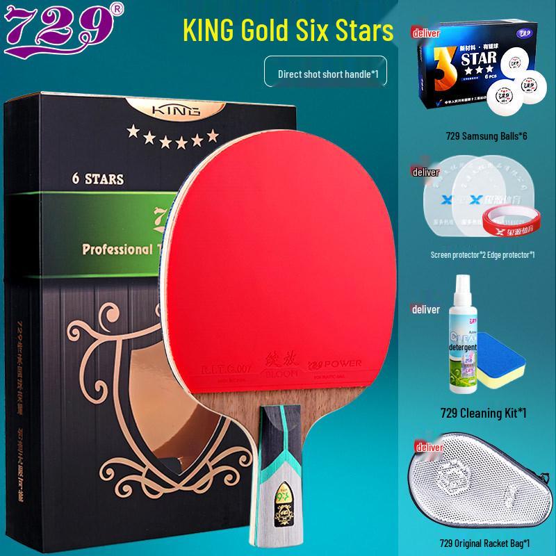 729 Professional Table Tennis Racket - Gold Label, Single Racket, 6-9 Star Rating, Horizontal Grip, for Students & Professionals.
