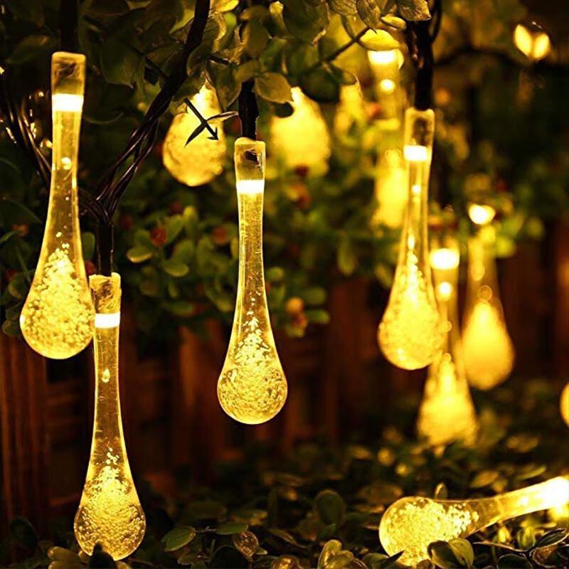 Solar Water Drop Garden String Lights