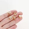 2/4/6Pcs 18K Gold Plated Rhinestone Round Beads Brass Metal Cubic Zirconia Spacer Beads DIY Jewelry Making Accessories
