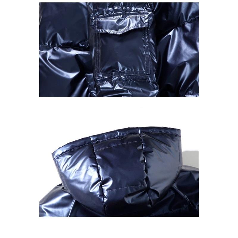 Glanzend Pufferjack voor Heren met Rits en Capuchon, Opstaande Kraag, Kort Gewatteerd Jack, Losse Warme Winter Bovenkleding, Grote Maten M-5XL