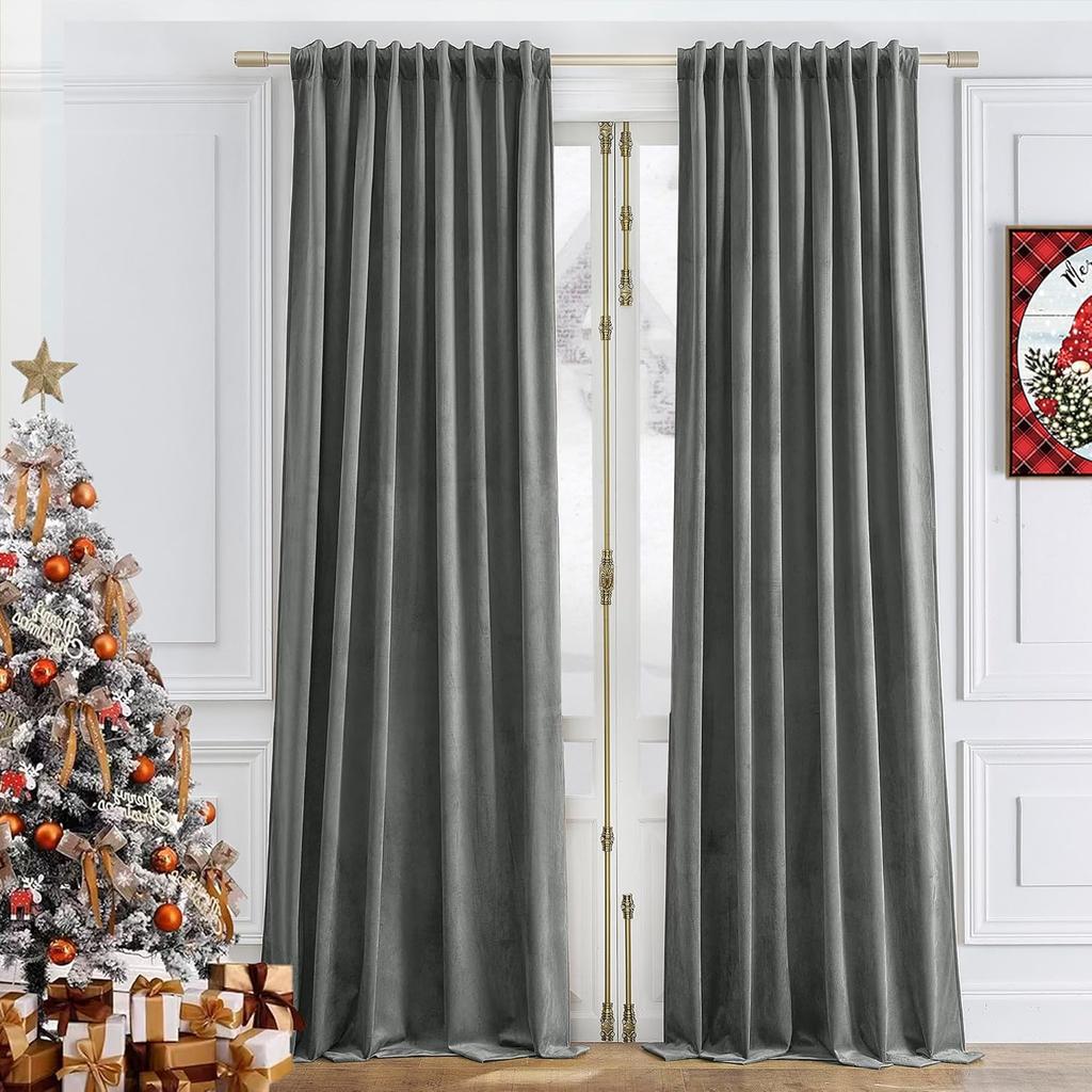 310cm Height 70 - 80 % Lightblocking Livingroom Space Windowpane Velvet Drapes Bedchamber Drapes DrapesSolidColorDrape