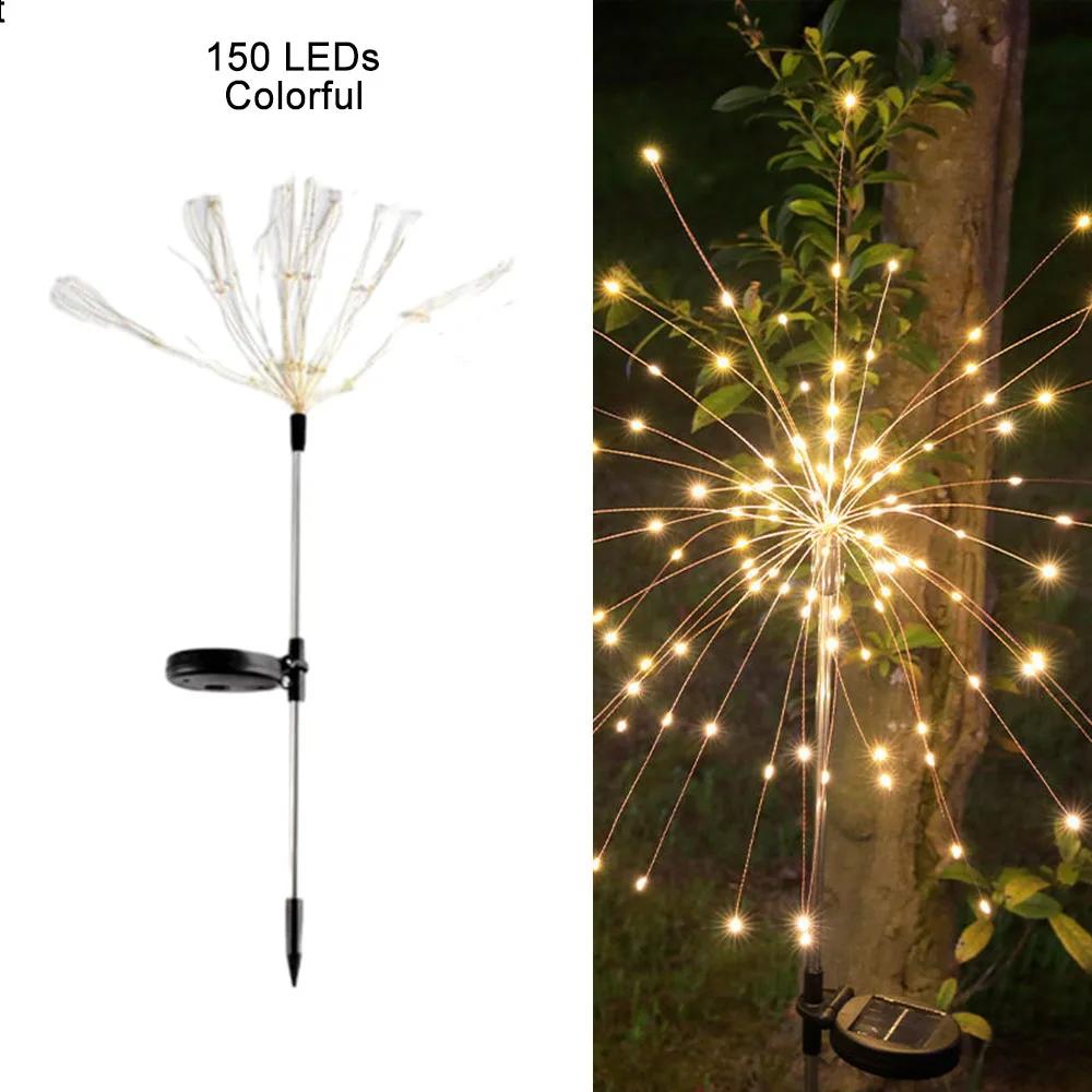 

Solar Firework Lamp 150 LED Flash Fairy String Light 8 Mode Waterproof Garden Landscape Decoration For Outdoor Holiday Lighting 150 LEDs