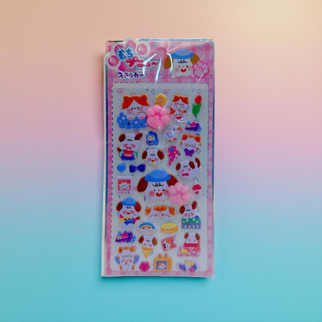 Cute Orange Cat 3D Pressable Cat Paw Puffy Bubble Stickers Self-Adhesive Kids Stationery Stickers for Journal Notebook DIY Craft