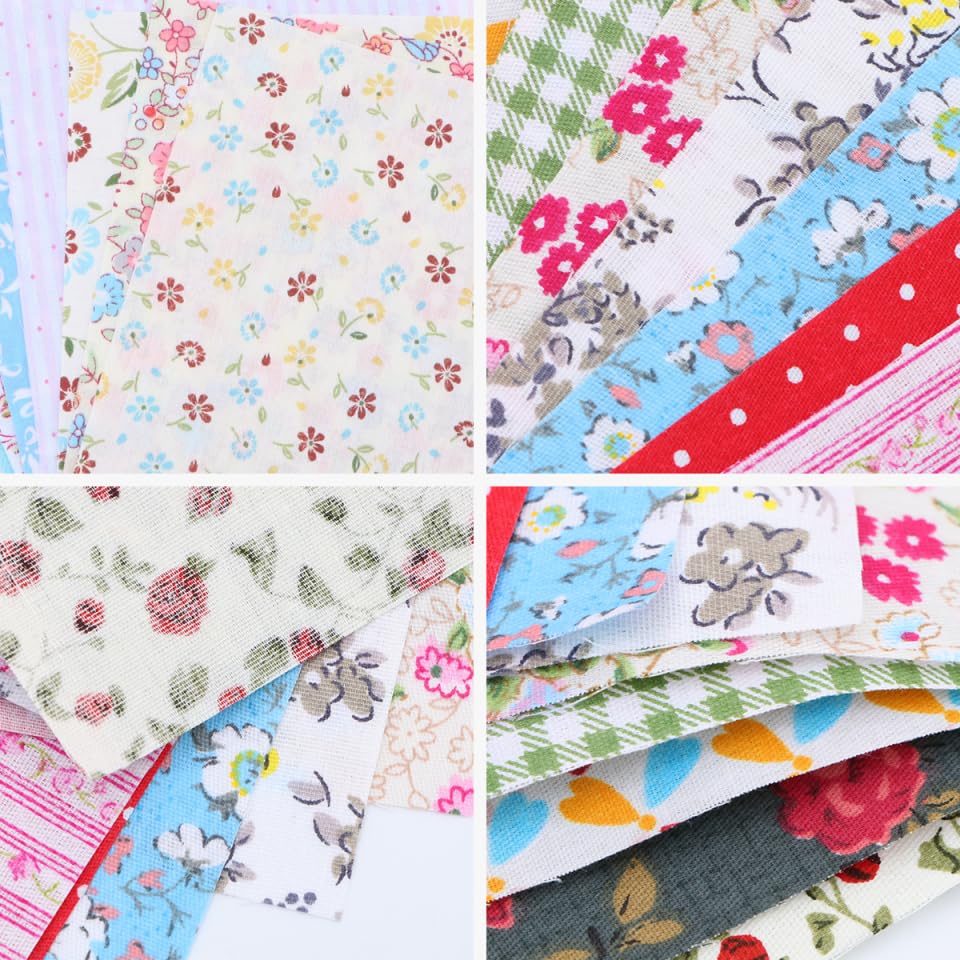 KESYOO Patchwork Fabric Scrap Floral Pure 50 Cotton Cutting Scandinavian Craft Supplies Set, Pattern, 15x15cm, Cotton, Pieces, Fabric, Cloth, Style,