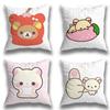 R-Rilakkuma Pillow Case Anti-dustmite Pillowcase Invisible Zipper Silky Short Plush Sofa Cushion Cover