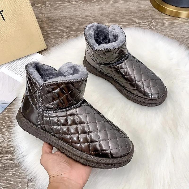 Fashion Fur One Snow Boots Women  Waterproof Warm Cotton Shoes Winter Women's Shoes Plus Fleece Thickened Short Boots Women Shoes