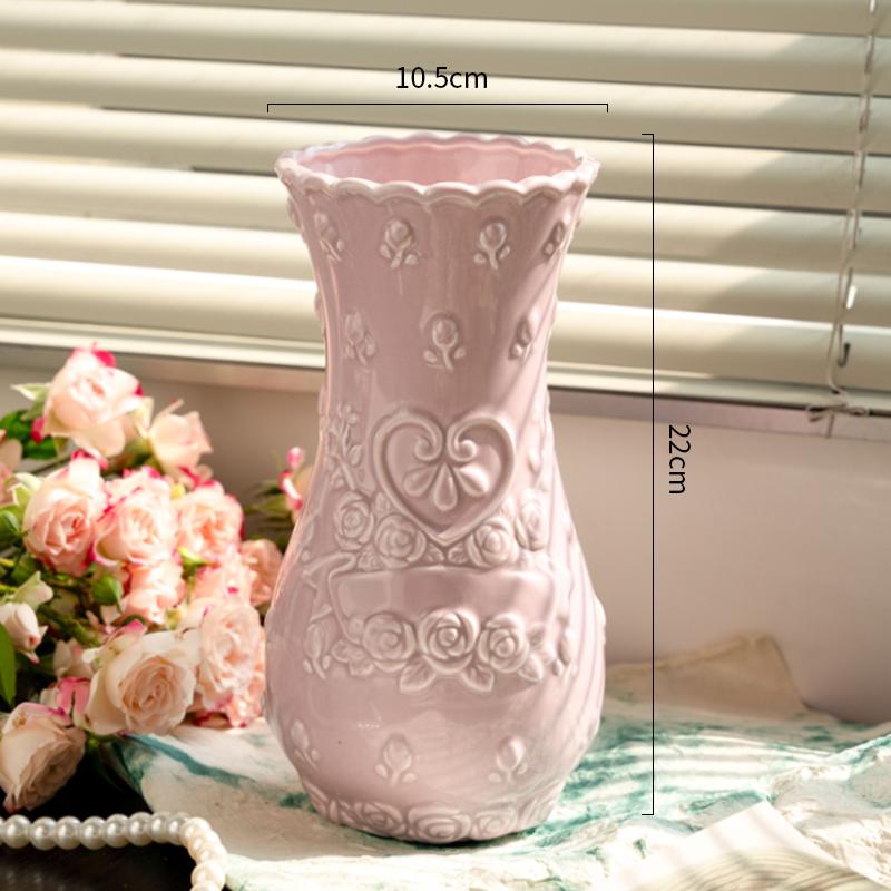 

European Retro Relief Rose Ceramic Vase Highend Living Room Decor Desktop Home Decoration Ornaments фіолетовий