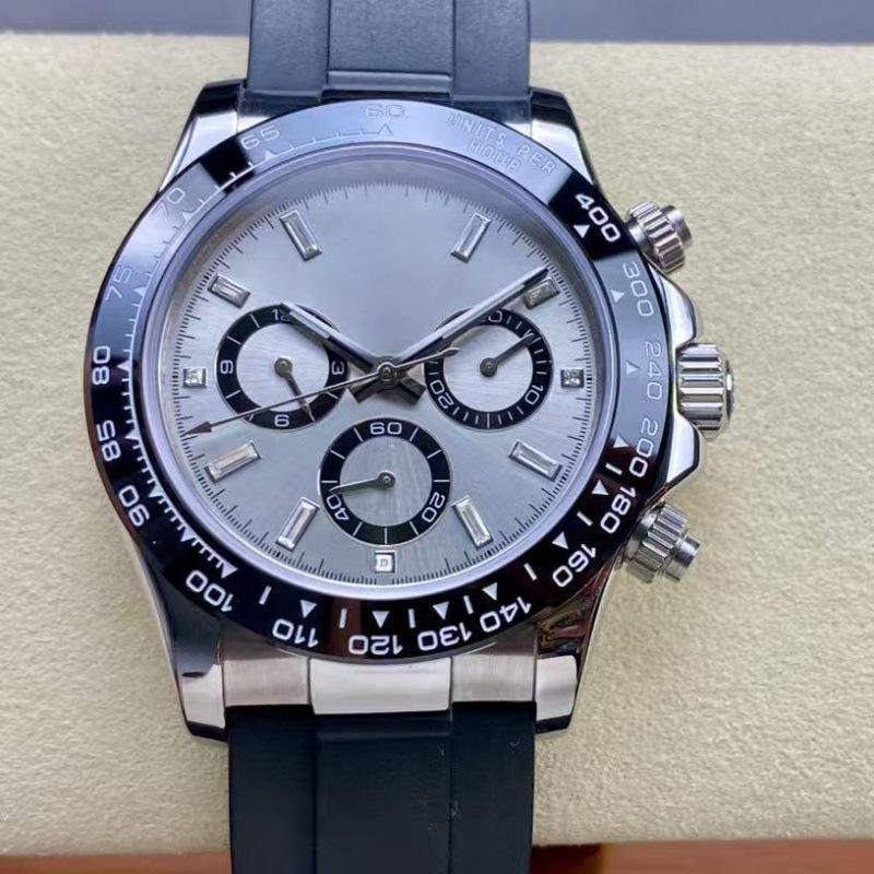 Laojia Daytona Series Cement Gray Automatic Panda Dial Stainless Steel Men's Multifunction Watch