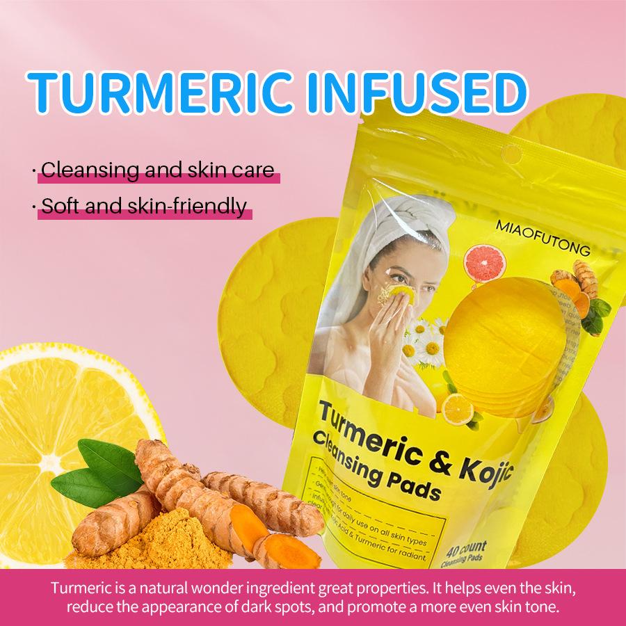 Turmeric Kojic Acid Cleansing Pad Facial Care Deep Cleansing Exfoliating Moisturizing Brightening