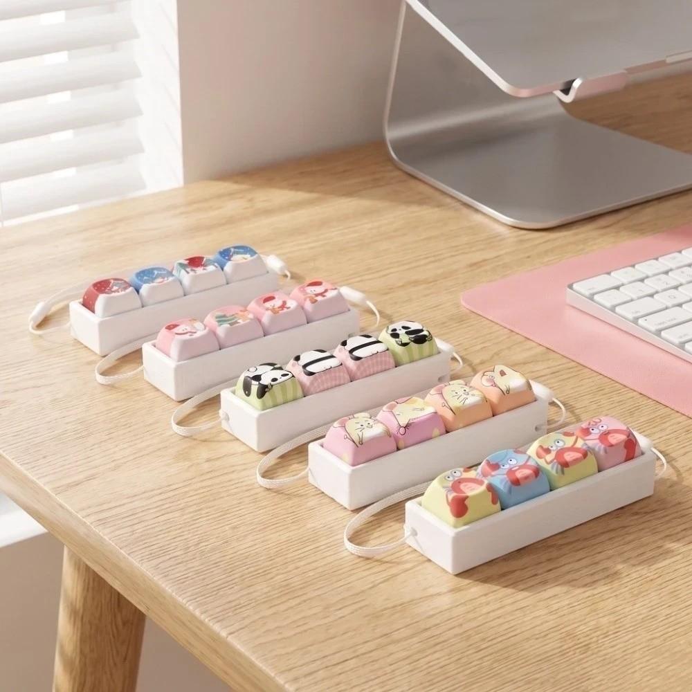 Cartoon Fidget Clicker Keychain Animals Fingertip Button Keyring Sensory Clicker Toys Student Gift