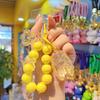 Keychain Strong Load-Bearing Macaron Color Beads Key Chain with Glitter Cicada Pendant Portable Anti-Lost Mobile Phone Chain Bag Hanger