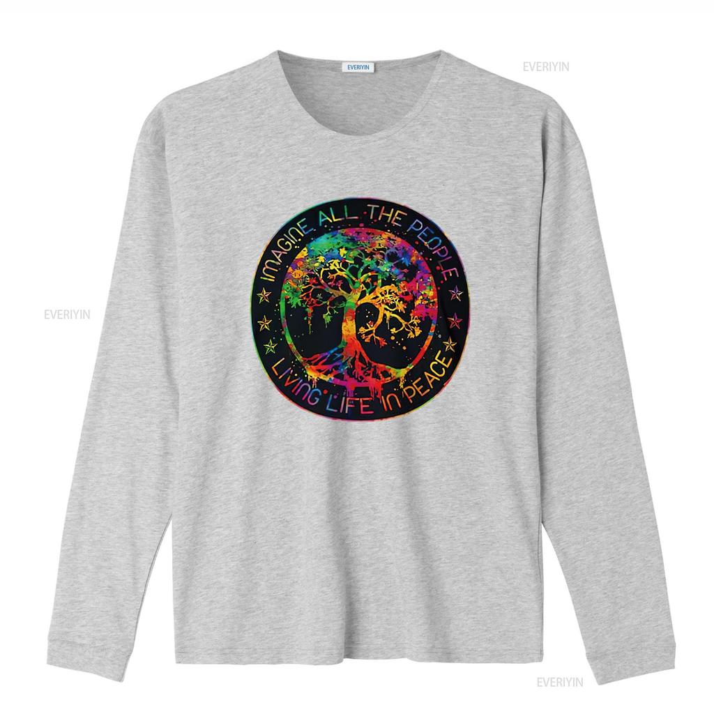 Mens All The People Imagine Living Life In Peace Hippie Tie Dye T Shirt White Small Vintage Washed Slightly Homme Unisex