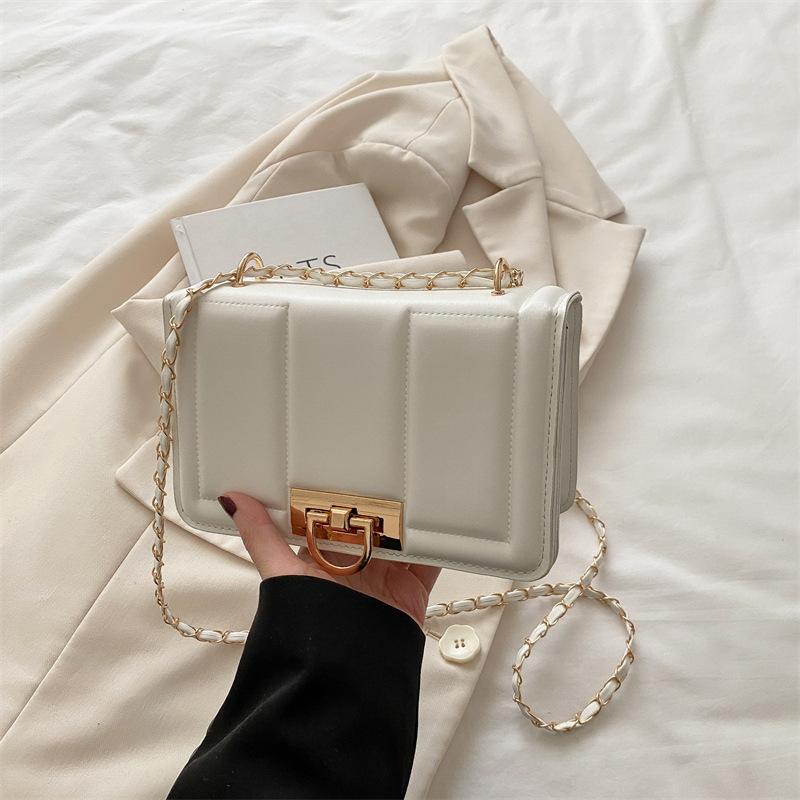 Retro 2025 spring new lock trend line women's trend chain crossbody shoulder small square bag small fragrance style