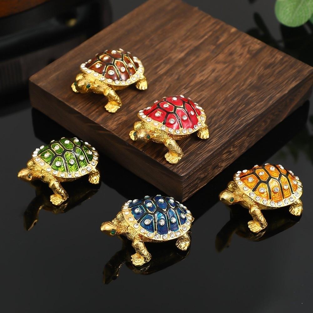 Decorative Turtle Jewelry Box Retro Metal Turtle Ornament Vintage Storage Case Gift Box