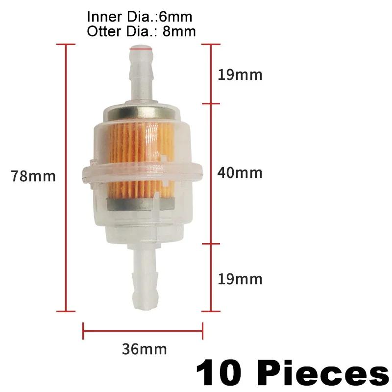 10pc Motorcycle Oil Filter 6mm 7mm Professional Gas Fuel Filter Gasoline Oil Filters for Motorcycle Scooter Motobike Accessories
