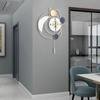 Elegant Golden Round Wall Clock, Modern Swing Pendulum Clock, Battery Operated Analog Timepiece - 8.27In Dial, 19.29x27.95 In