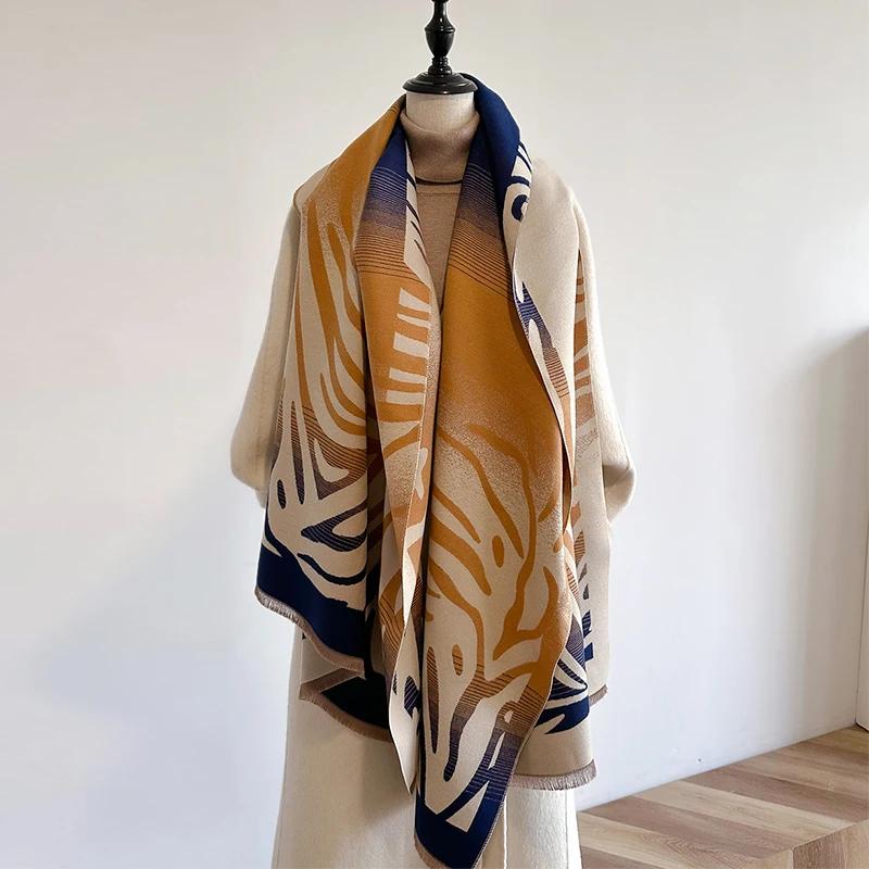 2025 NEW Brand Women Two-Sided Print Scarf Imitation Cashmere Soft Warm Pashmina Shawl Winter Coldproof Windproof Blanket Scarf