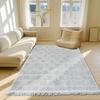 Tapis salon damier en jute naturel artisanal reliefs beige 120x160