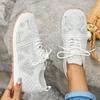 2025 Spring New Solid Color Mesh Sports and Leisure Women's Shoes Round Headed Straw Shoes Fisherman Lace Canvas