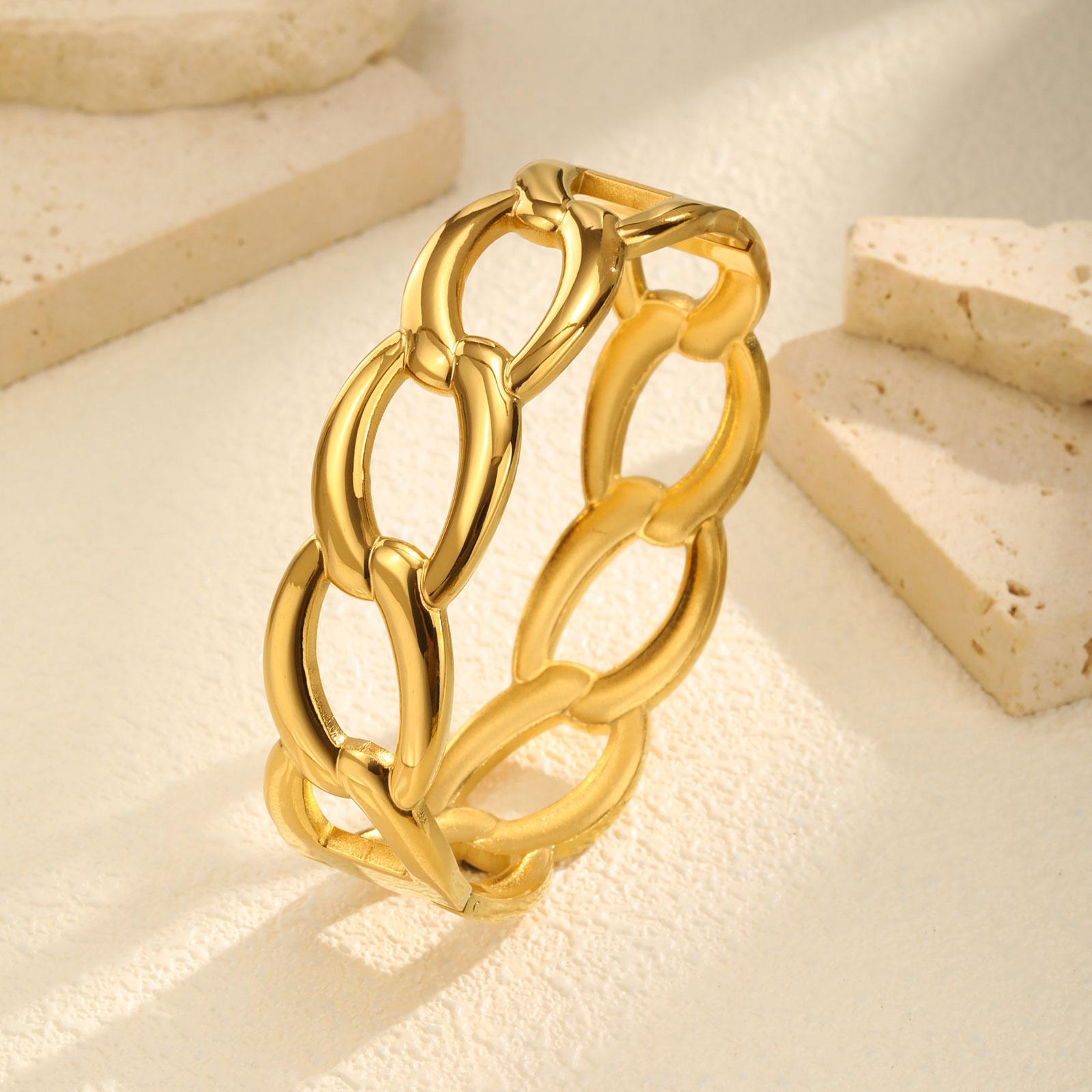 

Fashion Geometric Openable Bangle Bracelet for Women,Gold Color Stainless Steel Chain Bracelets,Chic Jewelry Mother s Day Gift